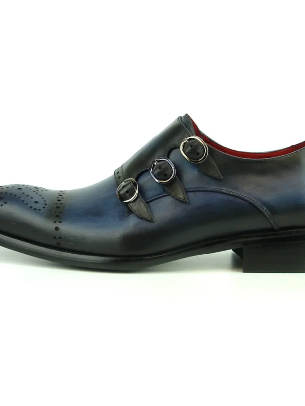FI-8703 Navy Triple Monk Strap Leather Slip on Loafer Encore by Fiesso